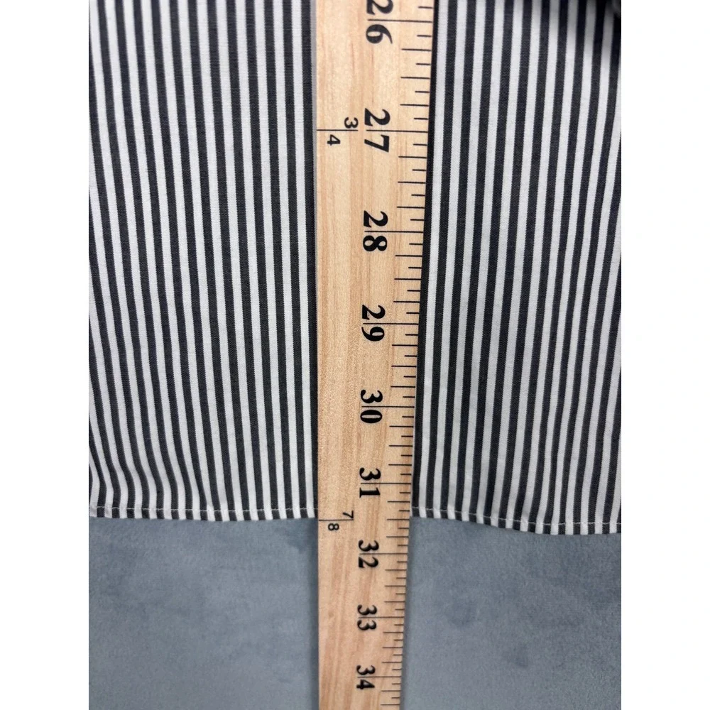 Banana Republic Mens Non-Iron Slim Fit Bengal Stripe Shirt Black White L 932909